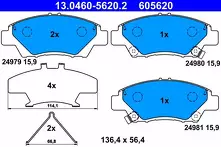 Передние тормозные колодки ATE 13.0460-5620.2 для Honda Jazz 2 пок.