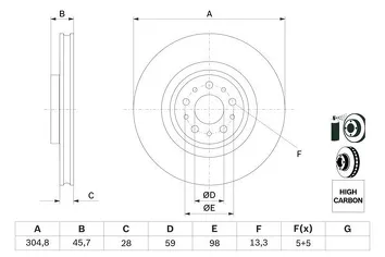Bosch 0 986 479 736 <span>тормозной диск вентилируемый</span>