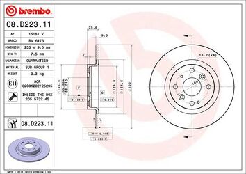 Brembo Prime Line 08.D223.11 <span>тормозной диск полный</span>