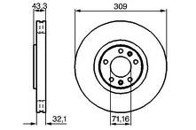 Тормозной диск Bosch 0 986 479 027 для Peugeot 607 1 пок.