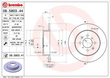 Brembo Prime Line 08.5803.41 <span>тормозной диск полный</span>