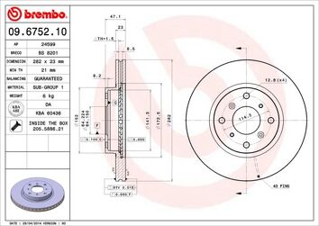 Brembo Prime Line 09.6752.10 <span>тормозной диск вентилируемый</span>