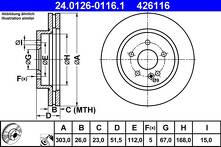 Тормозной диск ATE 24.0126-0116.1 для Mercedes-Benz M-Class W163