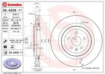 Brembo Prime Line 09.A508.11 <span>тормозной диск вентилируемый</span>