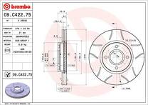 Тормозной диск Brembo Xtra Line 09.C422.75 для Ford Tourneo Courier 1 пок.