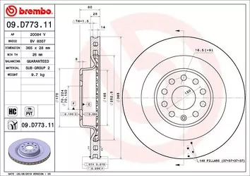 Brembo Prime Line 09.D773.11 <span>тормозной диск вентилируемый</span>