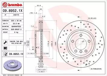 Brembo Xtra Line 09.8952.1X <span>тормозной диск вентилируемый</span>