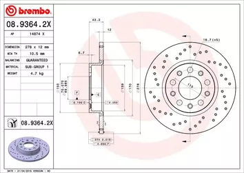 Brembo Xtra Line 08.9364.2X <span>тормозной диск полный</span>