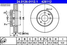 Тормозной диск ATE 24.0126-0112.1 для Nissan Almera N15 / хэтчбек