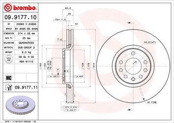 Brembo Prime Line 09.9177.11 <span>тормозной диск вентилируемый</span>