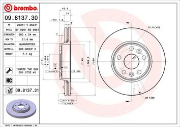 Brembo Prime Line 09.8137.31 <span>тормозной диск вентилируемый</span>