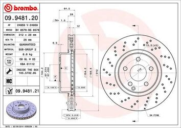 Brembo Prime Line 09.9481.20 <span>тормозной диск вентилируемый</span>