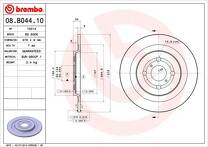 Тормозной диск Brembo Prime Line 08.B044.10 для Toyota Yaris 2 пок. / рестайлинг