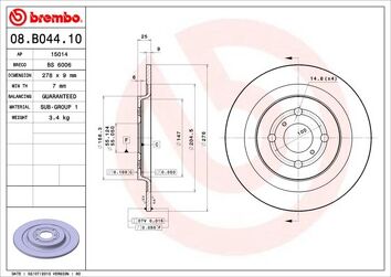 Brembo Prime Line 08.B044.10 <span>тормозной диск полный</span>