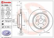 Тормозной диск Brembo Prime Line 09.D995.11 для Kia Stinger 1 пок. / рестайлинг