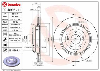 Brembo Prime Line 09.D995.11 <span>тормозной диск вентилируемый</span>
