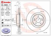 Тормозной диск Brembo Prime Line 09.D994.11 для Kia Stinger 1 пок. / рестайлинг