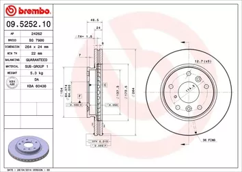 Brembo Prime Line 09.5252.10 <span>тормозной диск вентилируемый</span>