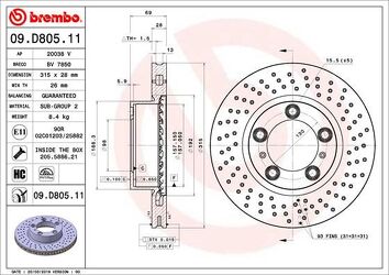 Brembo Prime Line 09.D805.11 <span>тормозной диск вентилируемый</span>