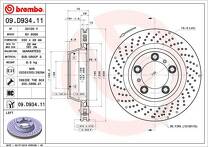 Тормозной диск Brembo Prime Line 09.D934.11 для Porsche 911 991 тарга / рестайлинг