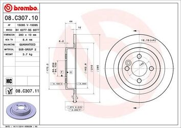 Brembo Prime Line 08.C307.11 <span>тормозной диск полный</span>