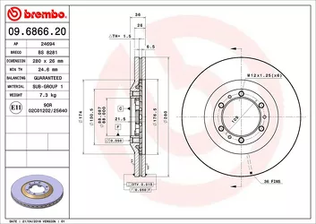 Brembo Prime Line 09.6866.20 <span>тормозной диск вентилируемый</span>