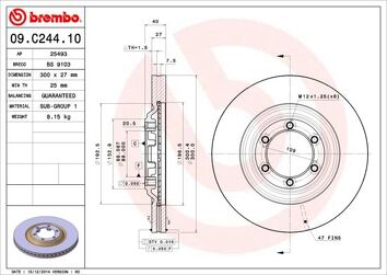 Brembo Prime Line 09.C244.10 <span>тормозной диск вентилируемый</span>