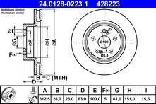 Тормозной диск ATE 24.0128-0223.1 для Renault Grand Scenic 2 пок.