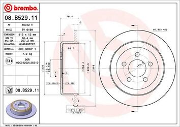 Brembo Prime Line 08.B529.11 <span>тормозной диск полный</span>