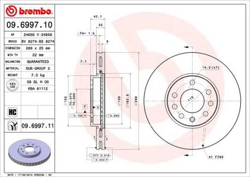 Brembo Prime Line 09.6997.11 <span>тормозной диск вентилируемый</span>