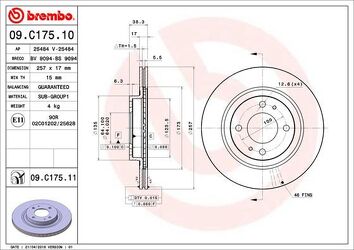Brembo Prime Line 09.C175.11 <span>тормозной диск вентилируемый</span>