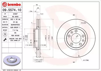 Brembo 09.5574.10 <span>тормозной диск вентилируемый</span>