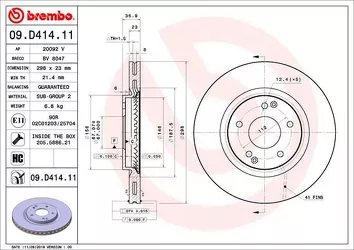 Brembo Prime Line 09.D414.11 <span>тормозной диск вентилируемый</span>