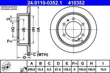 Тормозной диск ATE 24.0110-0352.1 для SsangYong Korando 2 пок. / KJ