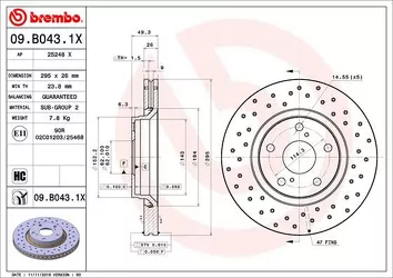 Brembo Xtra Line 09.B043.1X <span>тормозной диск вентилируемый</span>