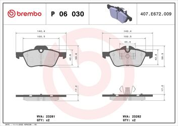 Brembo P 06 030 <span>тормозные колодки передние</span>