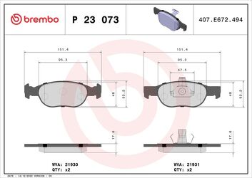Brembo P 23 073 <span>тормозные колодки передние</span>