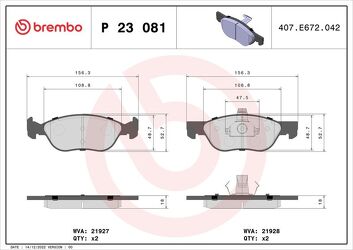 Brembo P 23 081 <span>тормозные колодки передние</span>