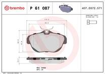 Задние тормозные колодки Brembo P 61 087 для Citroen C6 1 пок.