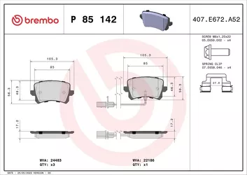 Brembo P 85 142 <span>тормозные колодки задние</span>