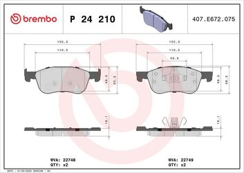 Brembo P 24 210 <span>тормозные колодки передние</span>