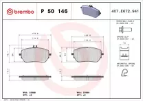 Передние тормозные колодки Brembo  P 50 146