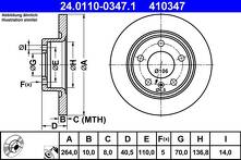 Тормозной диск ATE 24.0110-0347.1 для Opel Adam M13