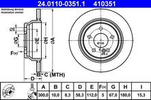Тормозной диск ATE 24.0110-0351.1 для Mercedes-Benz SL-Class R230