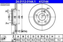 Тормозной диск ATE 24.0112-0144.1 для Mercedes-Benz A-Class W168
