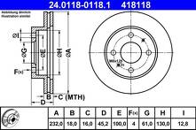 Тормозной диск ATE 24.0118-0118.1 для Nissan Almera N15 / седан