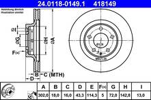 Тормозной диск ATE 24.0118-0149.1 для Mazda RX-8 1 пок. / рестайлинг