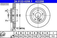 Тормозной диск ATE 24.0122-0208.1 для Mercedes-Benz A-Class W168