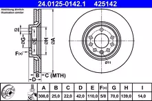 Тормозной диск ATE 24.0125-0142.1 для Opel Adam M13