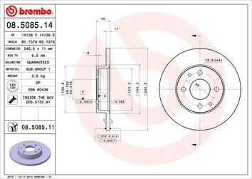 Brembo Prime Line 08.5085.14 <span>тормозной диск полный</span>